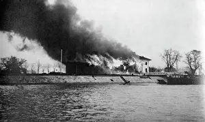 Alight: Burning Romanian dock, 1916