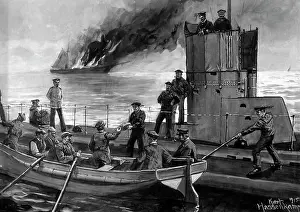 Provides: Burning sailing ship in World War I