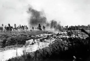 Explodes: Burning tanks on the Eastern Front, 1944