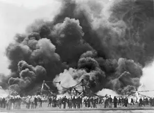 Afte: Burning wreckage of the Hindenburg