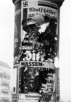 Vandalism: Burnt election poster of the NSDAP, 1932