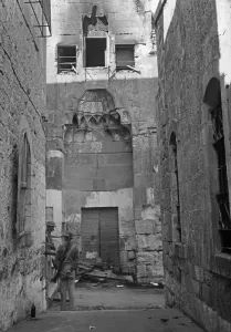 Burnt: The burnt down Omar mosque in Jerusalem