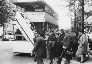 Immigration: Bus stop in Berlin, 1929
