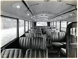 Thornycroft: Bus with sunroof closed, interior