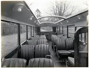 Thornycroft: Bus with sunroof open, interior
