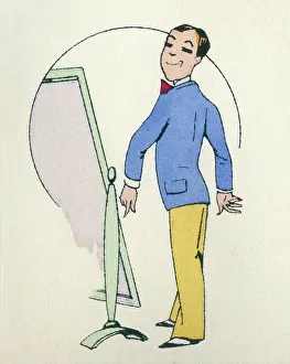 Smug: Business card design, man with mirror