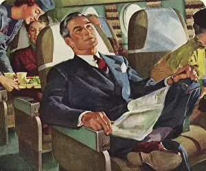 Airliners: Businessman relaxes on Airplane