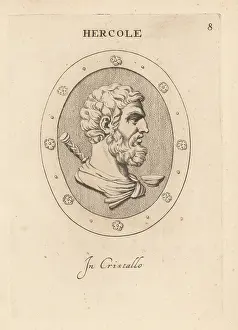 Abraham Blooteling: Bust of bearded Hercules with club and cup
