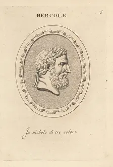 Abraham Blooteling: Bust of bearded Hercules with laurel wreath