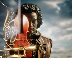 Symphonies: Bust of Beethoven Classical Music Symbolic Montage