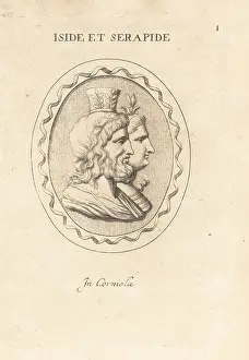 Cornelian: Bust of Egyptian gods Isis and Serapis