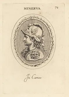 Abraham Blooteling: Bust of the goddess Minerva in winged helmet