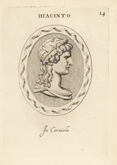 Corniola: Bust of Hyacinthus, divine hero and lover of Apollo