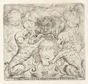 Iconografia: Bust of a man with rose-crowned putto holding