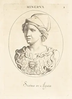 Writhing: Bust of Minerva, Roman goddess of wisdom