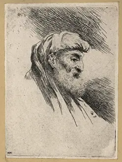 Master Painter: Bust of an old man with beard, wearing a turban