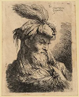 Master Painter: Bust of an old man looking down, bearded, wearing