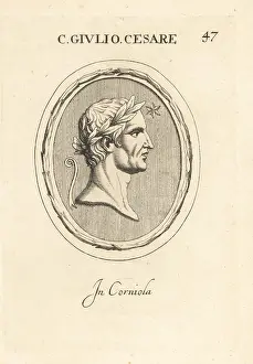Lituus: Bust in profile of Gaius Julius Caesar, Roman general