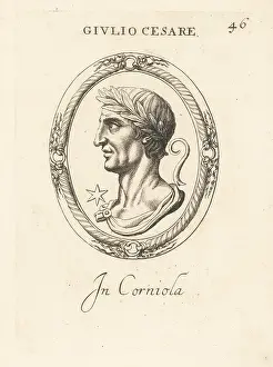 Carnelian: Bust profile of Julius Caesar in carnelian