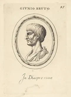 Red Jasper: Bust profile of Junius Brutus in red jasper