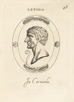 Triumvir: Bust profile of Lepidus, Triumvir, in carnelian