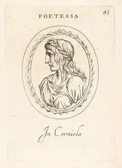 Abraham Blooteling: Bust profile of a poetess in cornelian