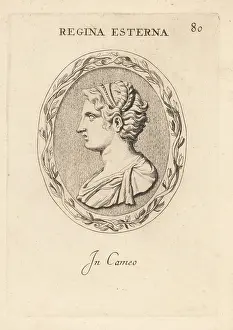 Abraham Blooteling: Bust of a queen in red on white cameo