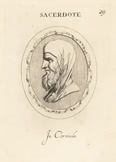 Carnelian: Bust of a Roman priest or Sacerdote