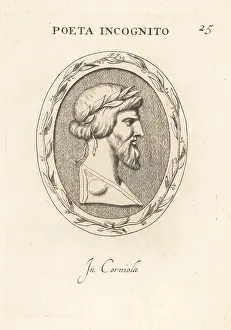 Abraham Blooteling: Bust of an unknown Classical bearded poet