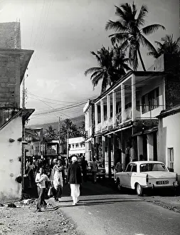 Comoros: A busy town located on the Comoros Islands