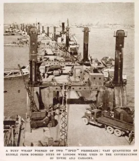 Arromanches: A Busy Wharf at Mulberry Harbour; Second World War, 1944