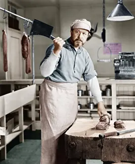 Skeptic: Butcher chopping meat with cleaver