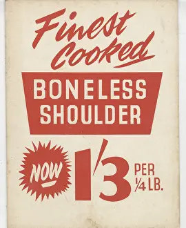 Butcher's shop window advertising card
