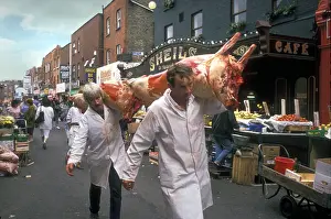 Butchers: Butchers in street, Dublin