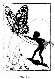 Fairyland: Butterfly and fairy - silhouette
