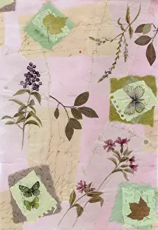 Vince: Butterfly wrapping paper - collage with leaves