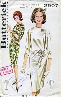 Butterick: Butterick pattern for ladies smart day dresses, circa 1950s