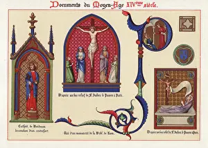 Laon: Buttress decoration, crucifixion scene from