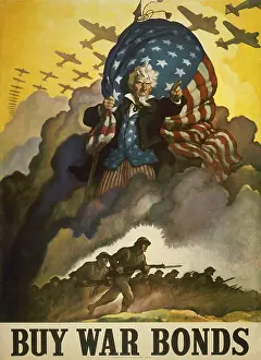 Financing: Buy War Bonds. World War 2 poster of Uncle Sam