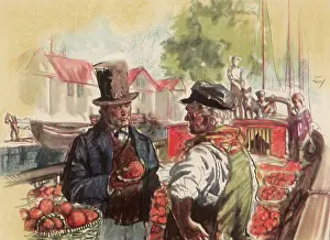Husbandry: Buyer inspects Boatload of Oranges