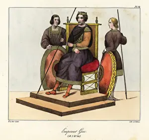 9th Century: Byzantine Emperor on his throne, 9th century
