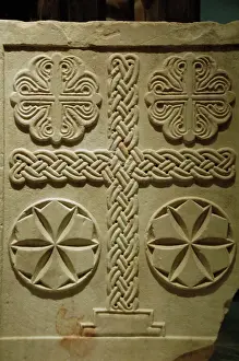 Crosses: Byzantine relief decorated with crosses. Marble slab. Greece