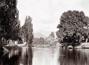 Kashmir: c. 1880s India - river scene Kashmir, Burke studio