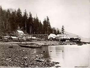 Cannery: c. 1880s Inverness fish cannery, Keena River, BC Canada