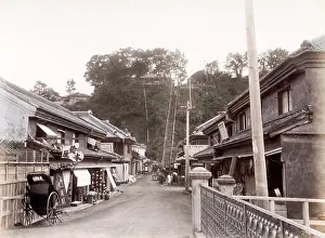 Rickshaw: c. 1880s Japan - 100 steps, leading to the Bluff, Yokohama