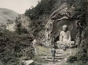 Hakone: c. 1880s Japan - Buddhist statue at Hakone