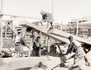Carpenters: c. 1880s Japan - carpenters at work