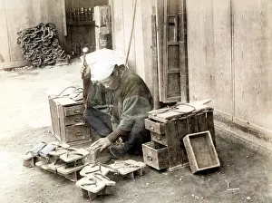 Cobbler: c. 1880s Japan - cobbler / shoe maker at work