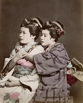 Kimino: c. 1880s Japan - two geishas