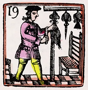 Wigmaker: C17 WIG MAKER/WOODCUT